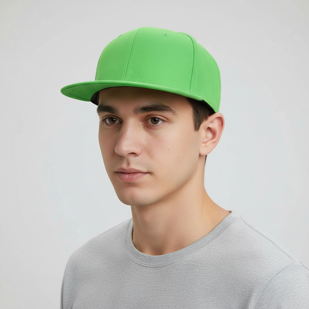 Green baseball cap on a white background