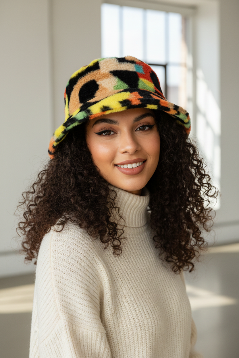 Thompson Faux Fur Adjustable Bucket Hat for Adults