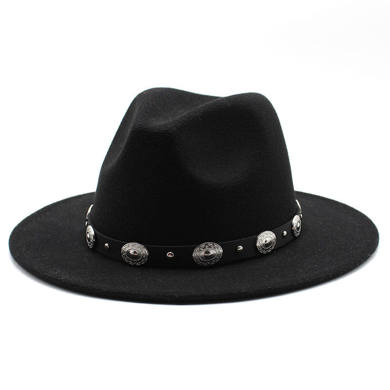 Retro Top Hat With Metal Belt Men And Women Jazz Hat