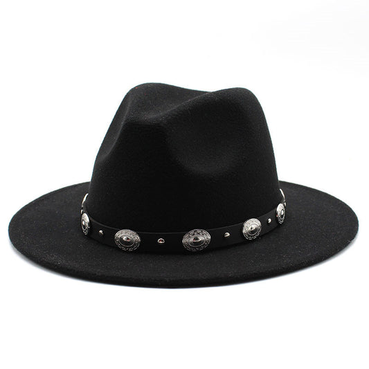 Retro Top Hat With Metal Belt Men And Women Jazz Hat