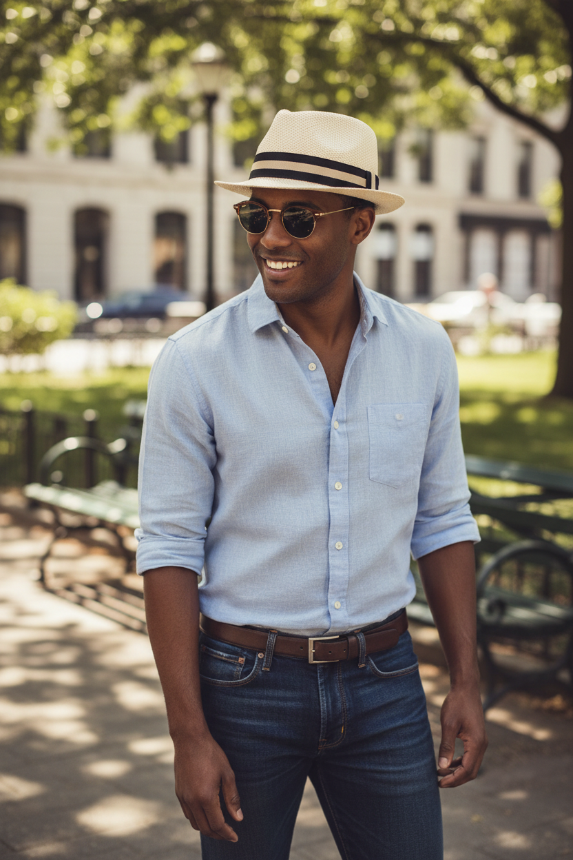 Perkins Classic Unisex Straw Hat, Short Brim