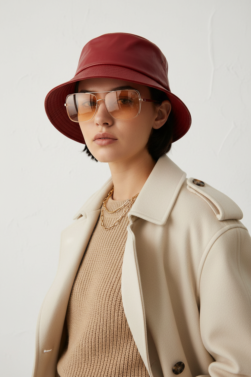 Campbell Faux Leather Double-Sided Fisherman Hat
