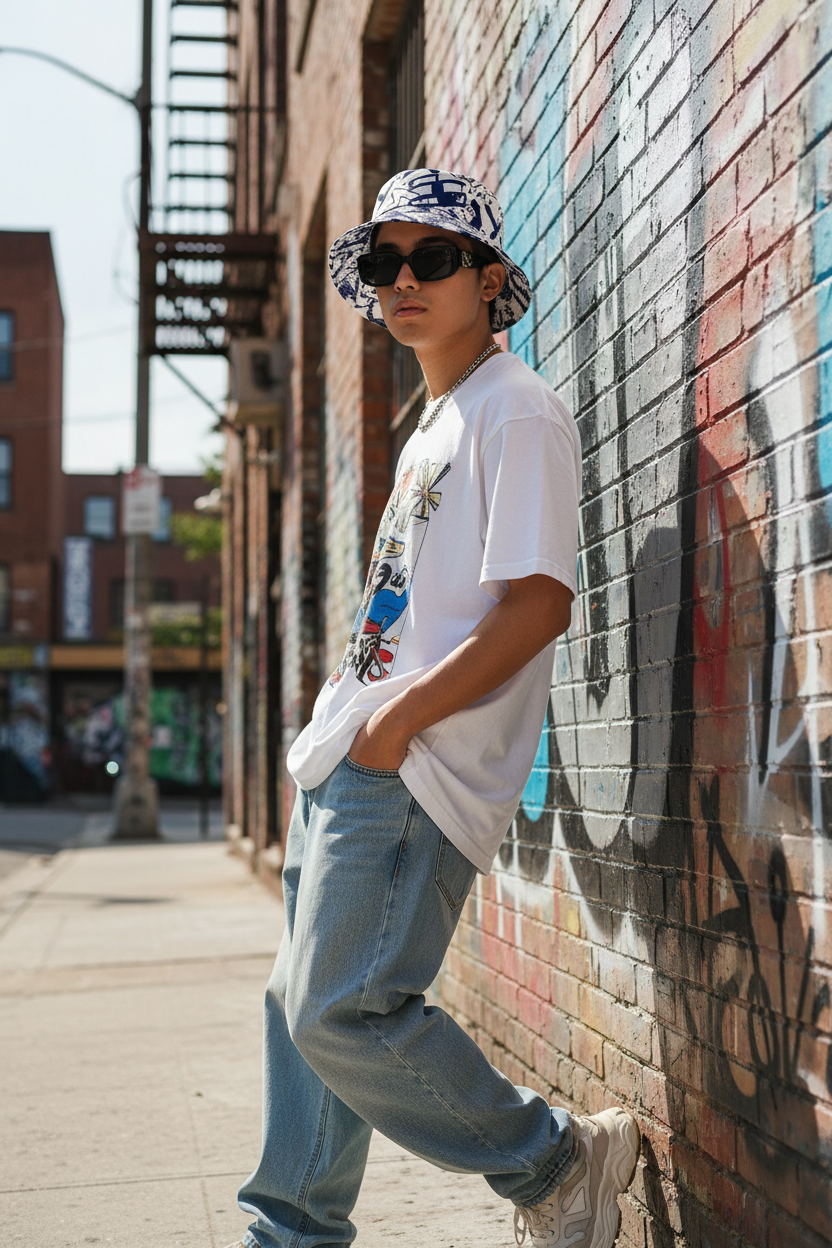Corbin Graphic Polyester Bucket Hat – Retro Dome, Unisex
