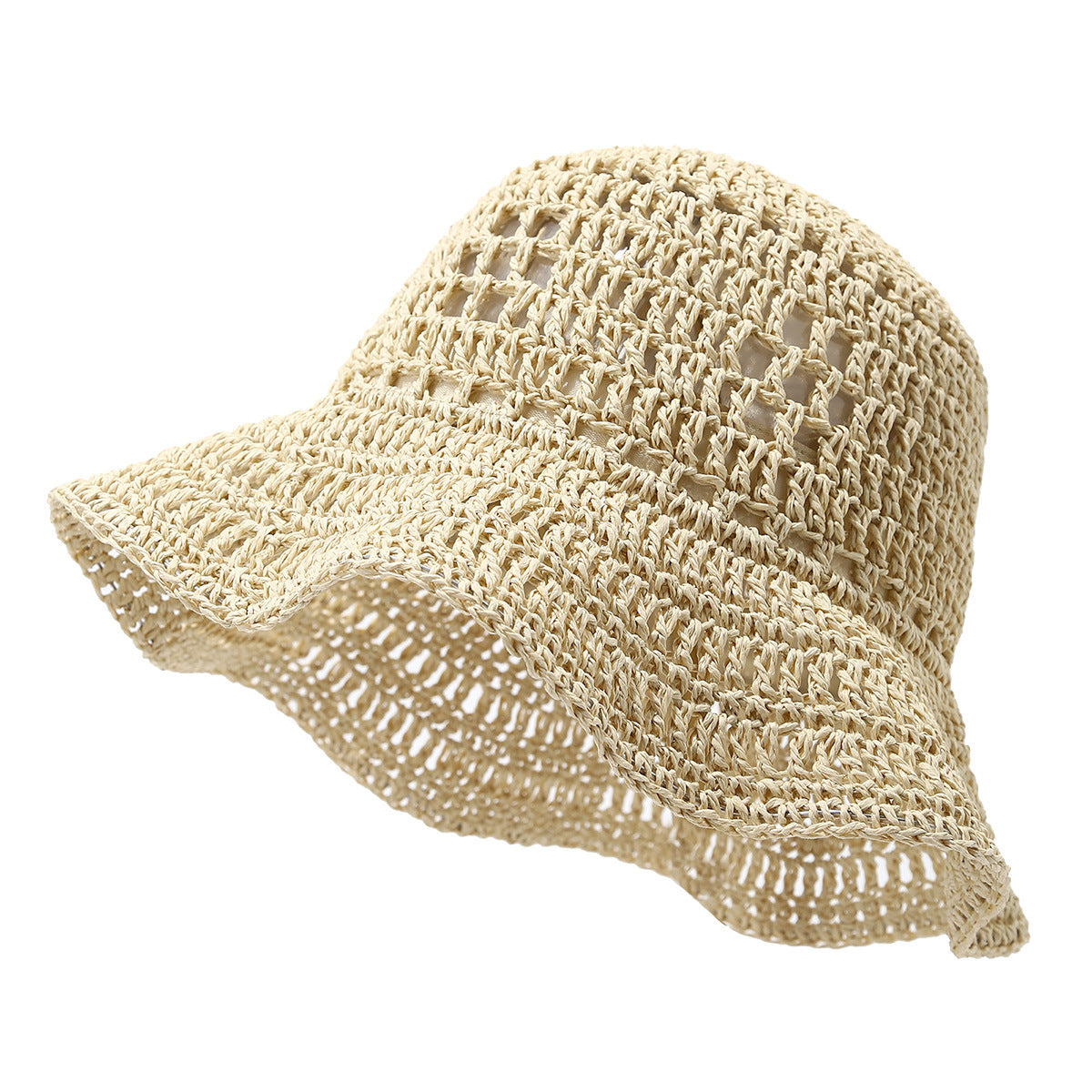 TheCapSpot - Crownover Crocheted Straw  Bucket Hat Women's Seaside Vacation