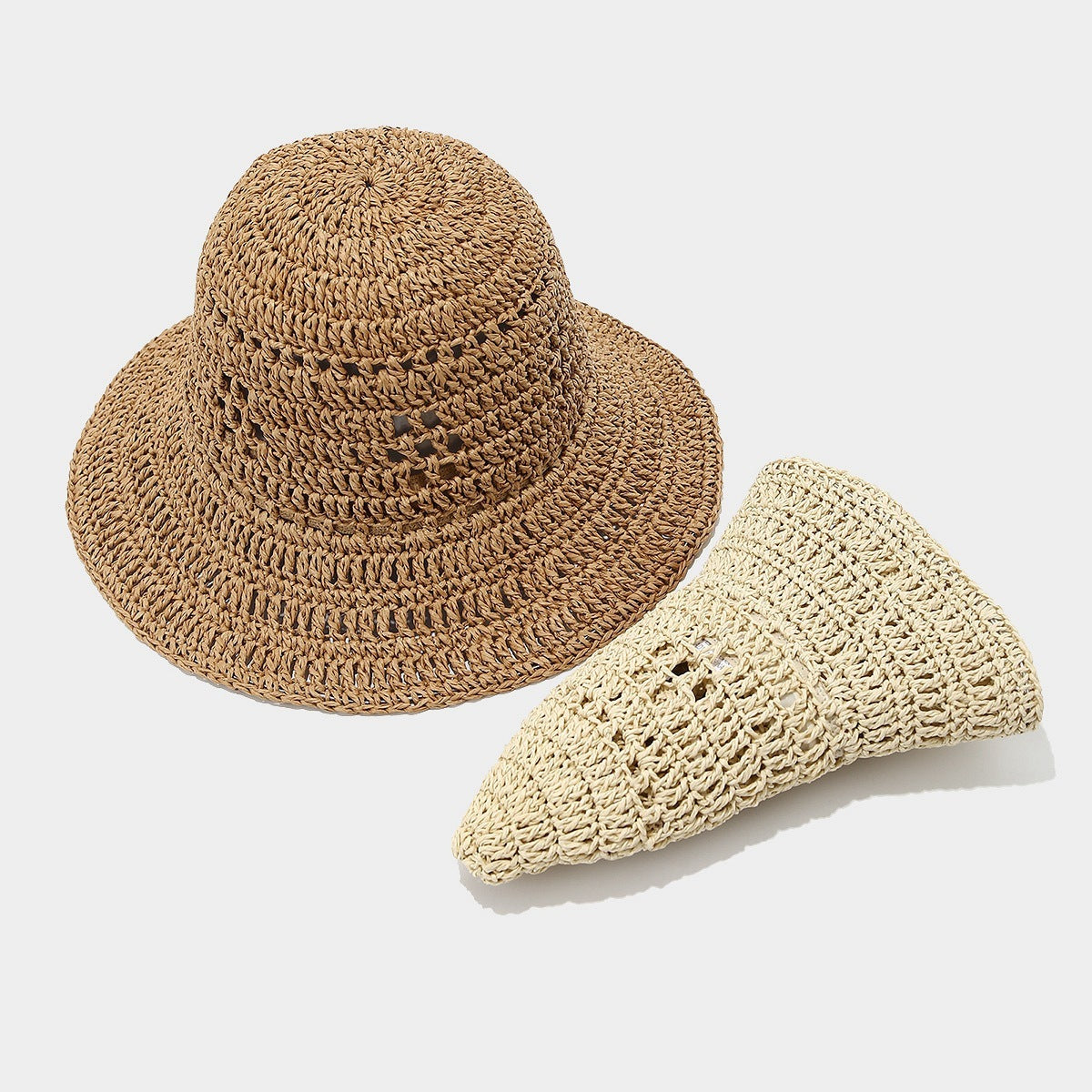 TheCapSpot - Crownover Crocheted Straw  Bucket Hat Women's Seaside Vacation