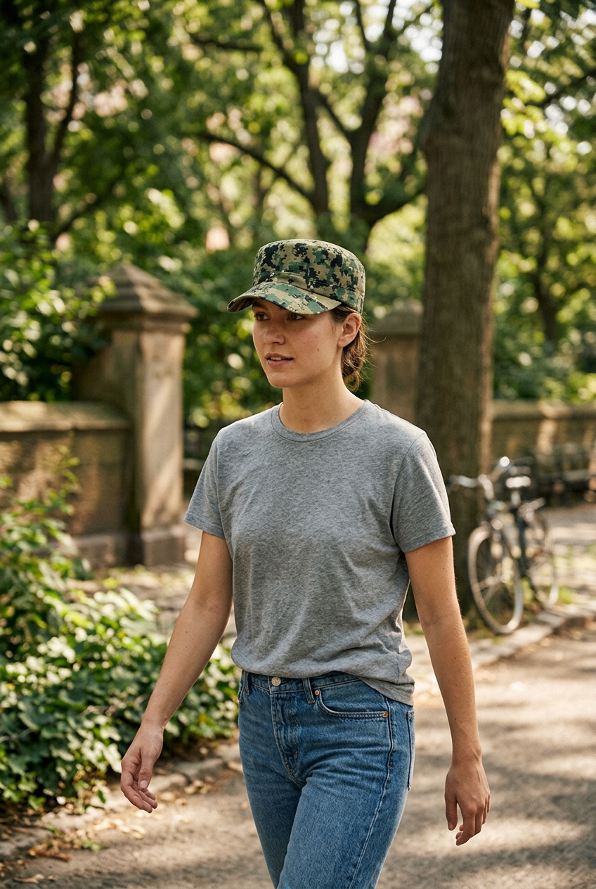 McElroy Unisex Satin Camouflage Flat Top Baseball Cap