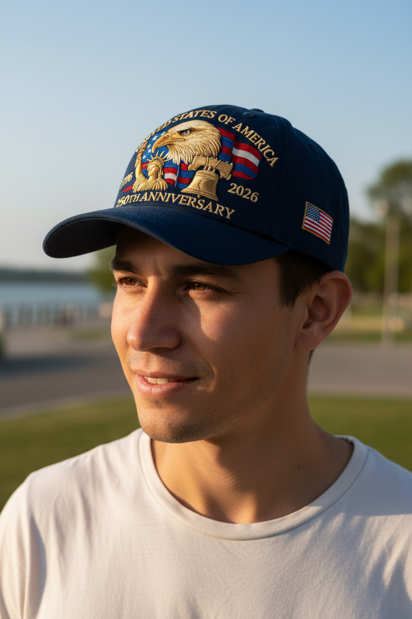 Embroidered American Eagle 250th Anniversary Cotton Baseball Cap