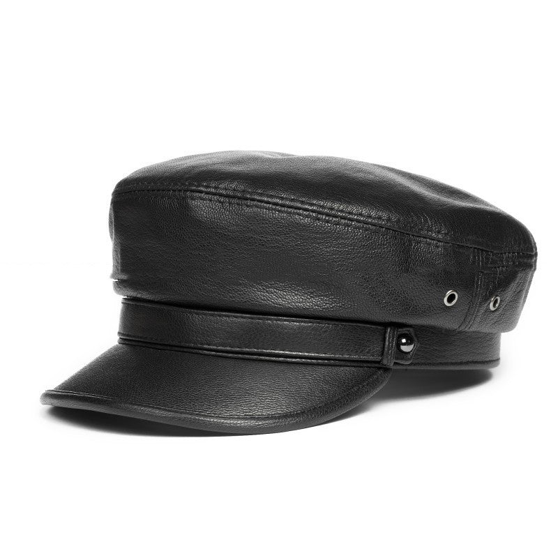 Colbert Genuine Sheepskin Leather Flat Top Cap