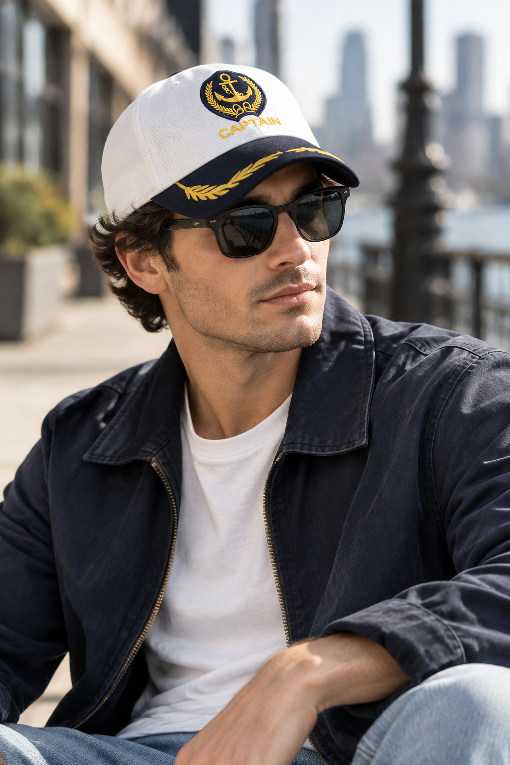 Vintage Captain Navy Cotton Baseball Cap