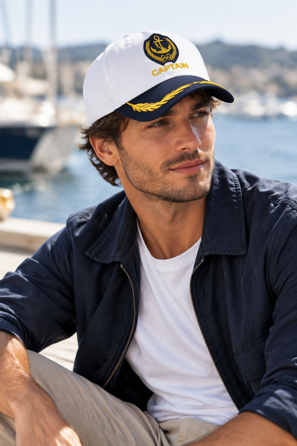 Vintage Captain Navy Cotton Baseball Cap