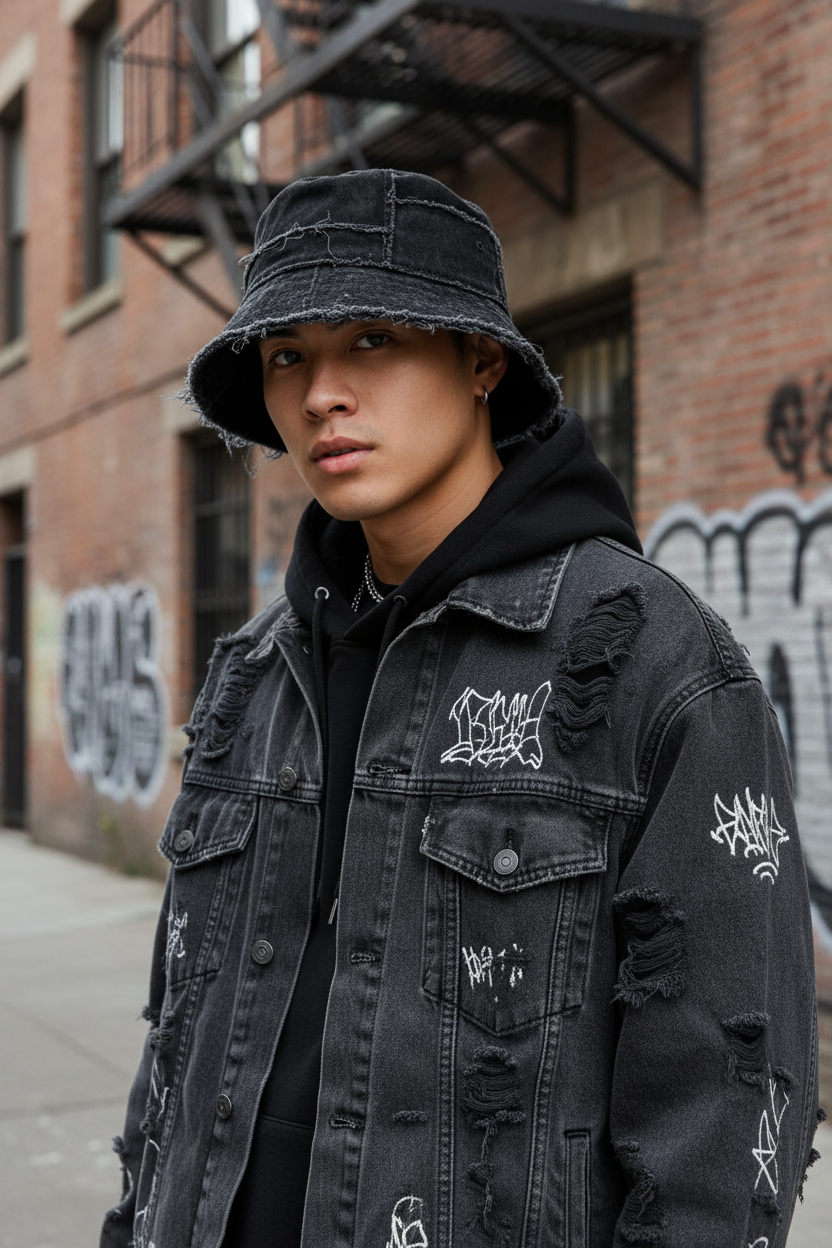 Memphis Distressed Cotton Bucket Hat with UV Protection