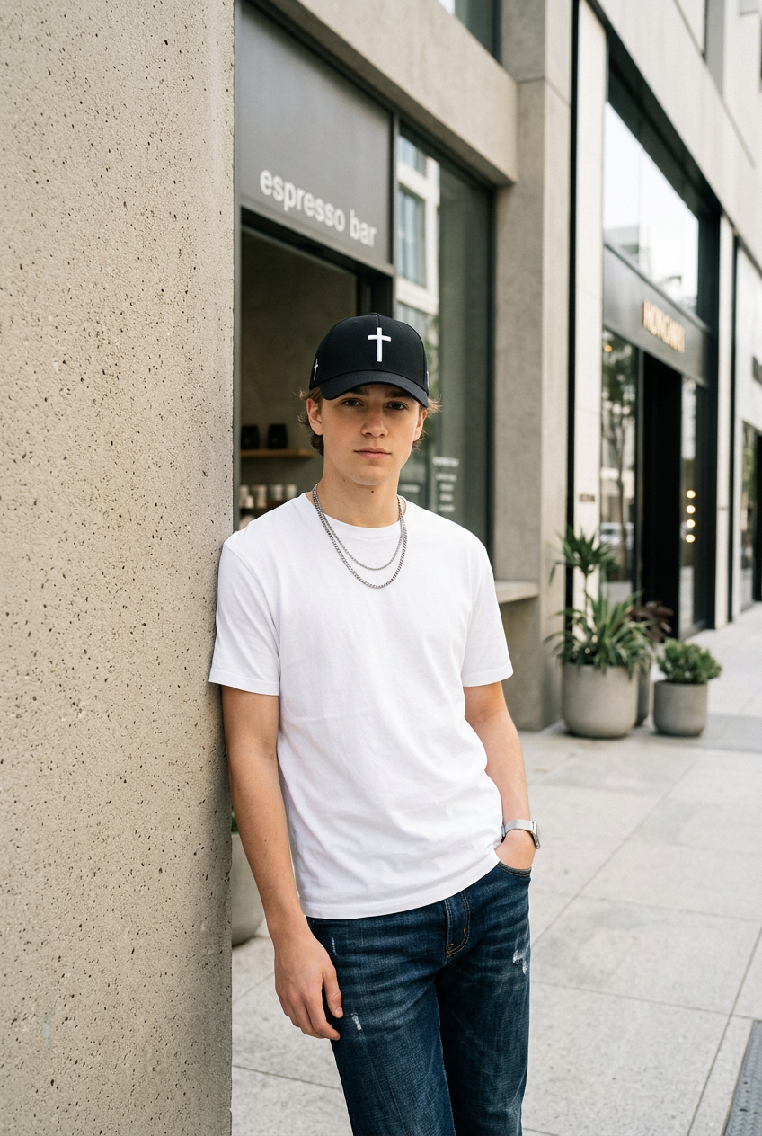 Cross Embroidered Polyester Baseball Cap