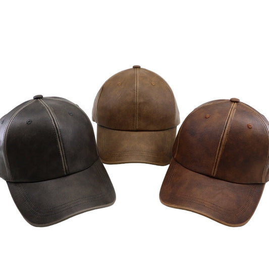 Washed And Worn PU Fashion All-match Street Travel Hard Top Peak Cap Baseball