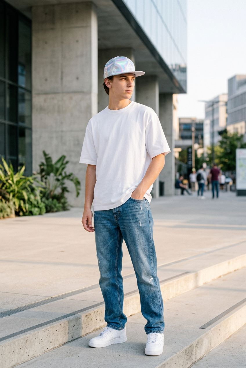 Clemons Reflective Faux Leather Dome Cap