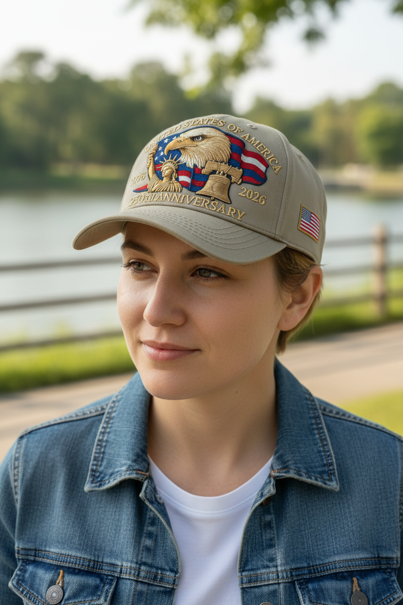 Embroidered American Eagle 250th Anniversary Cotton Baseball Cap