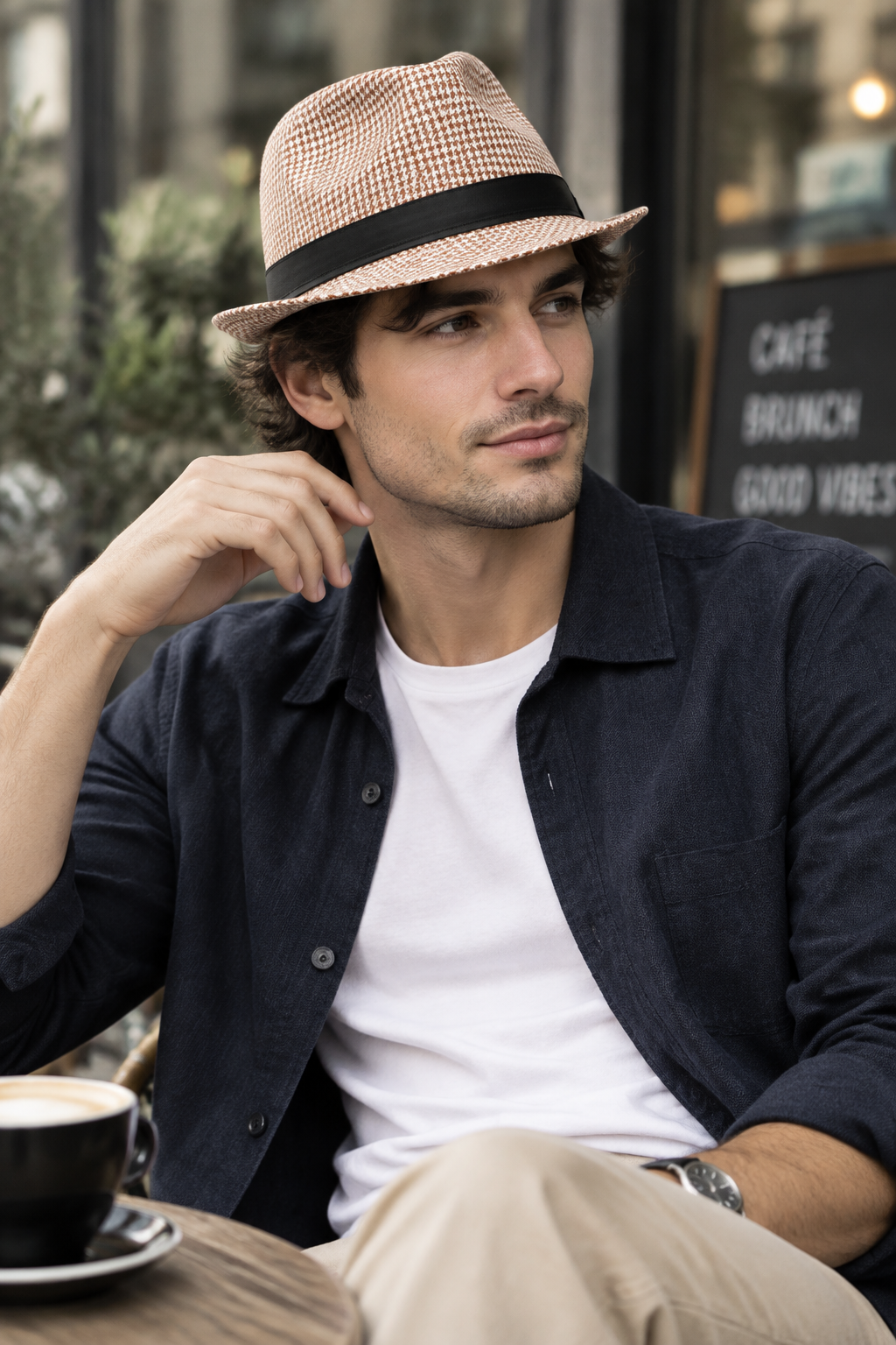 Collingsworth Flat Top Fedora – Cotton Linen, Wide Brim