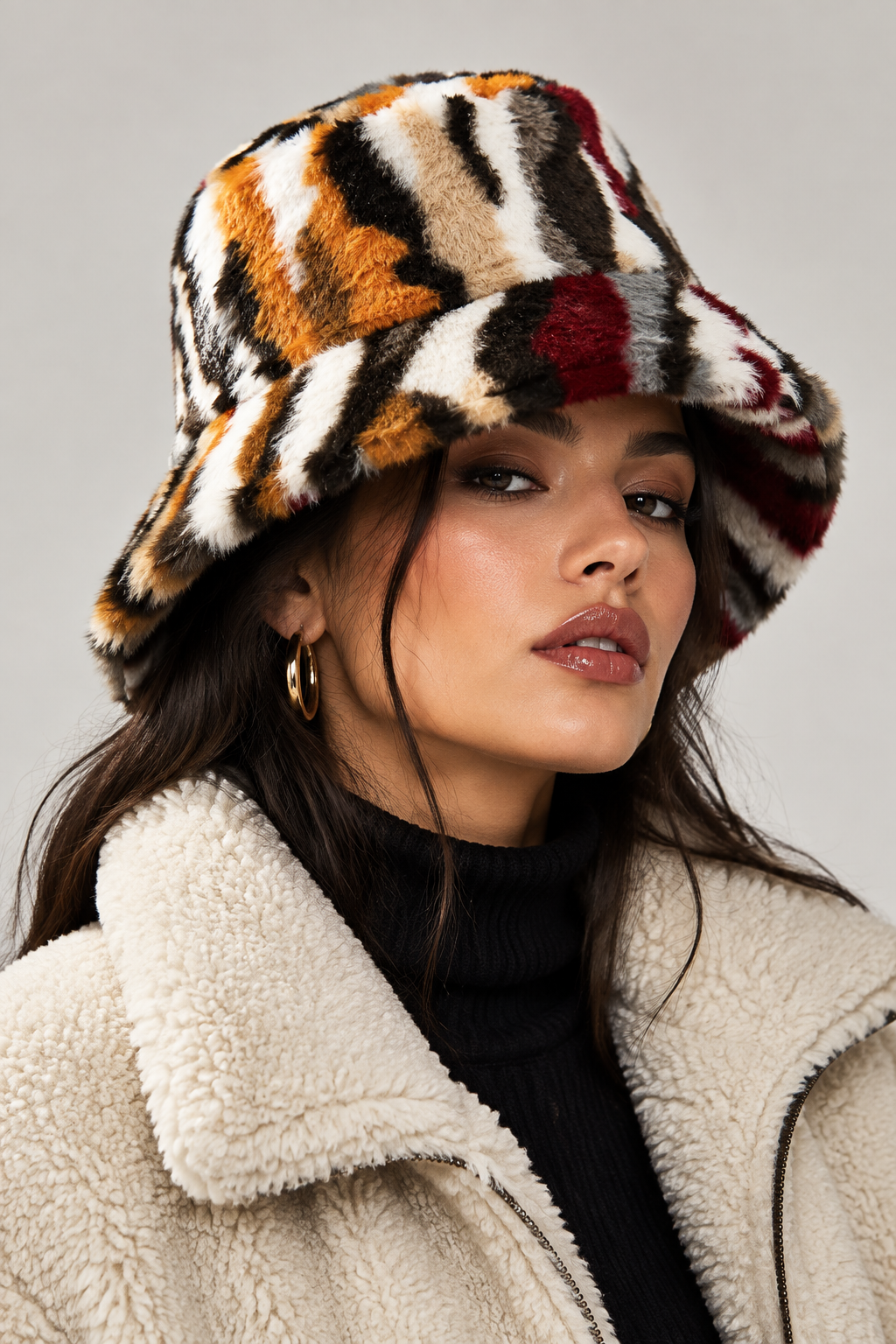 Claremore Zebra Pattern Polyester Bucket Hat, Medium