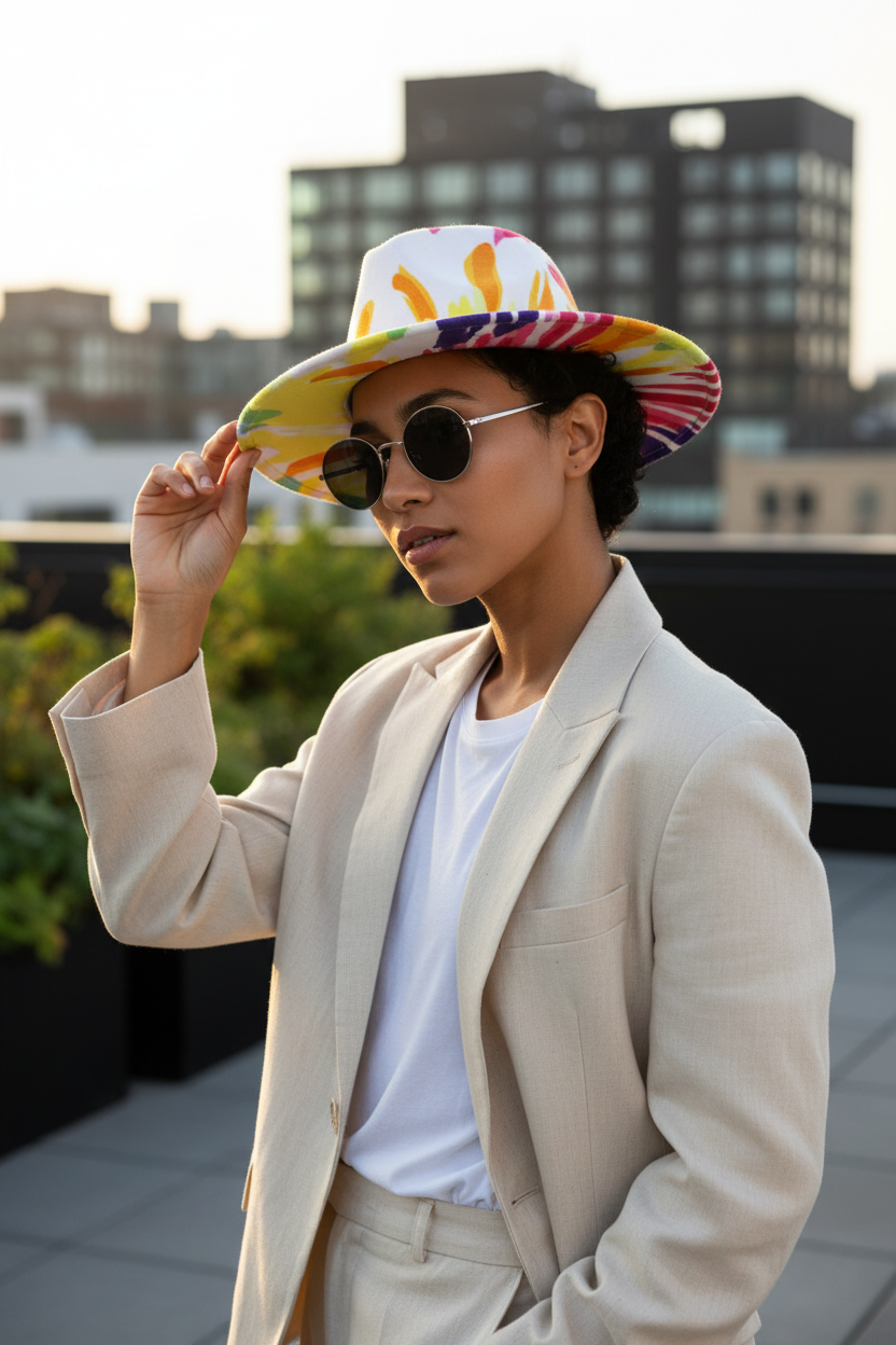 Bundy Abstract Big Brim Fedora Hat