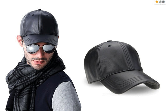 TheCapSpot - Faux Leather Black Hat