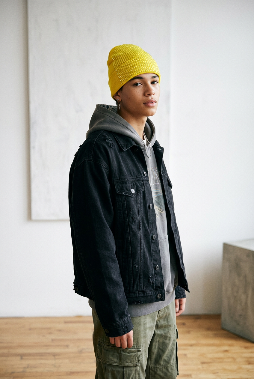 Claremont Rhinestone Acrylic Beanie – Punk Dome Knit, Unisex