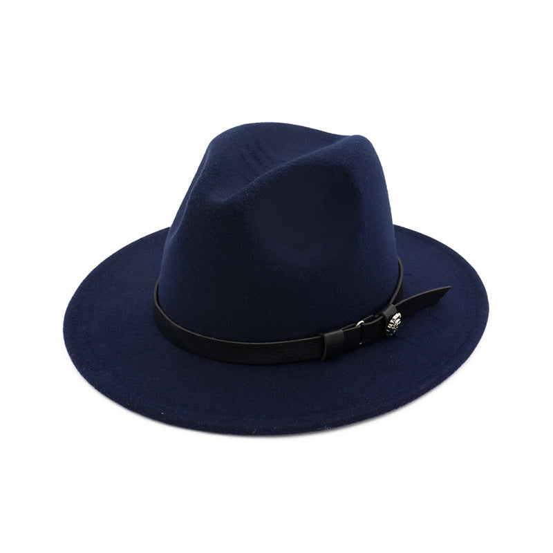 Jazz Flat Brim Felt Straight Brim Hat