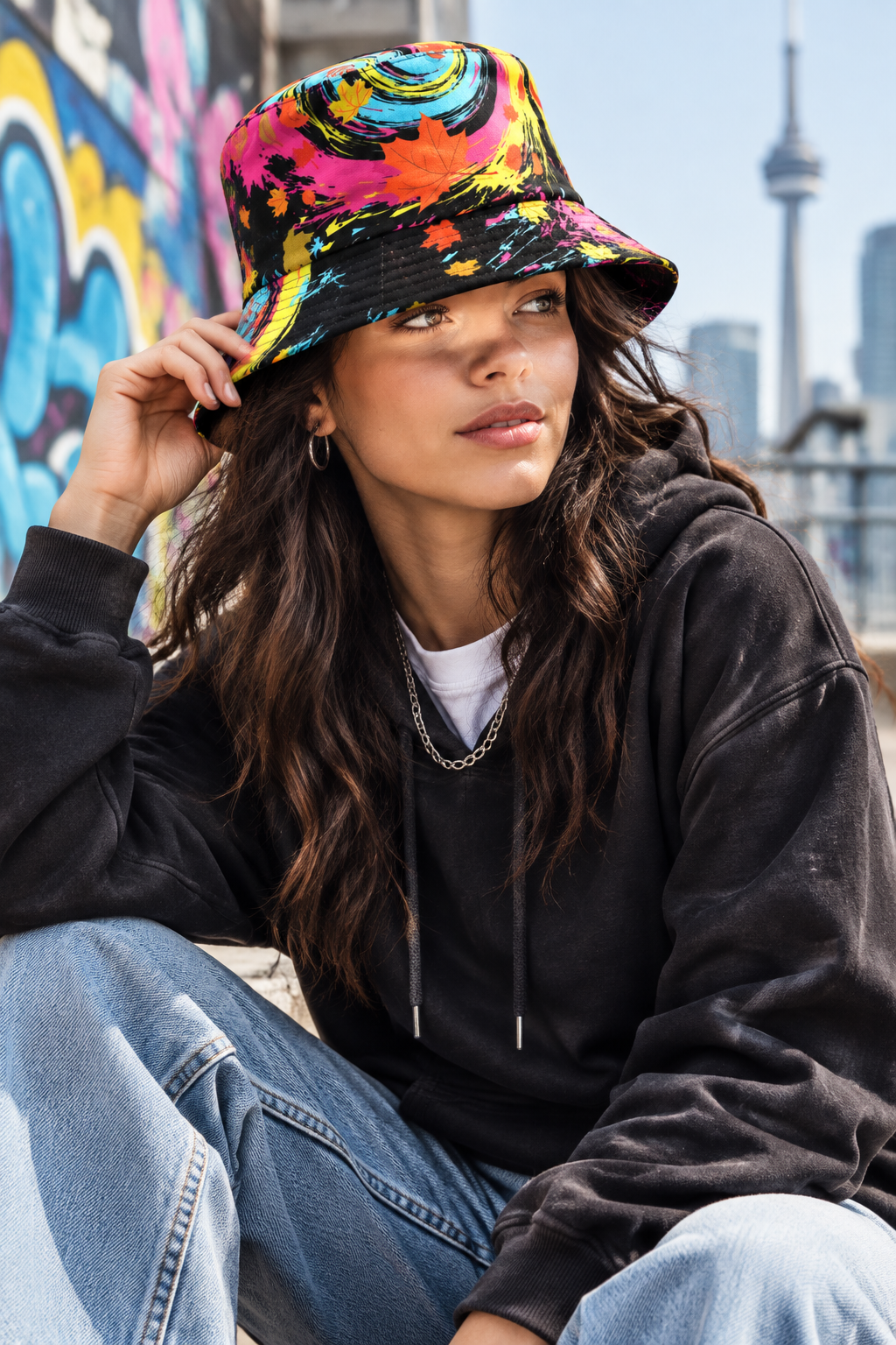 Belmont Multicolor Tie-Dye Bucket Hat – Flat Brim, Unisex