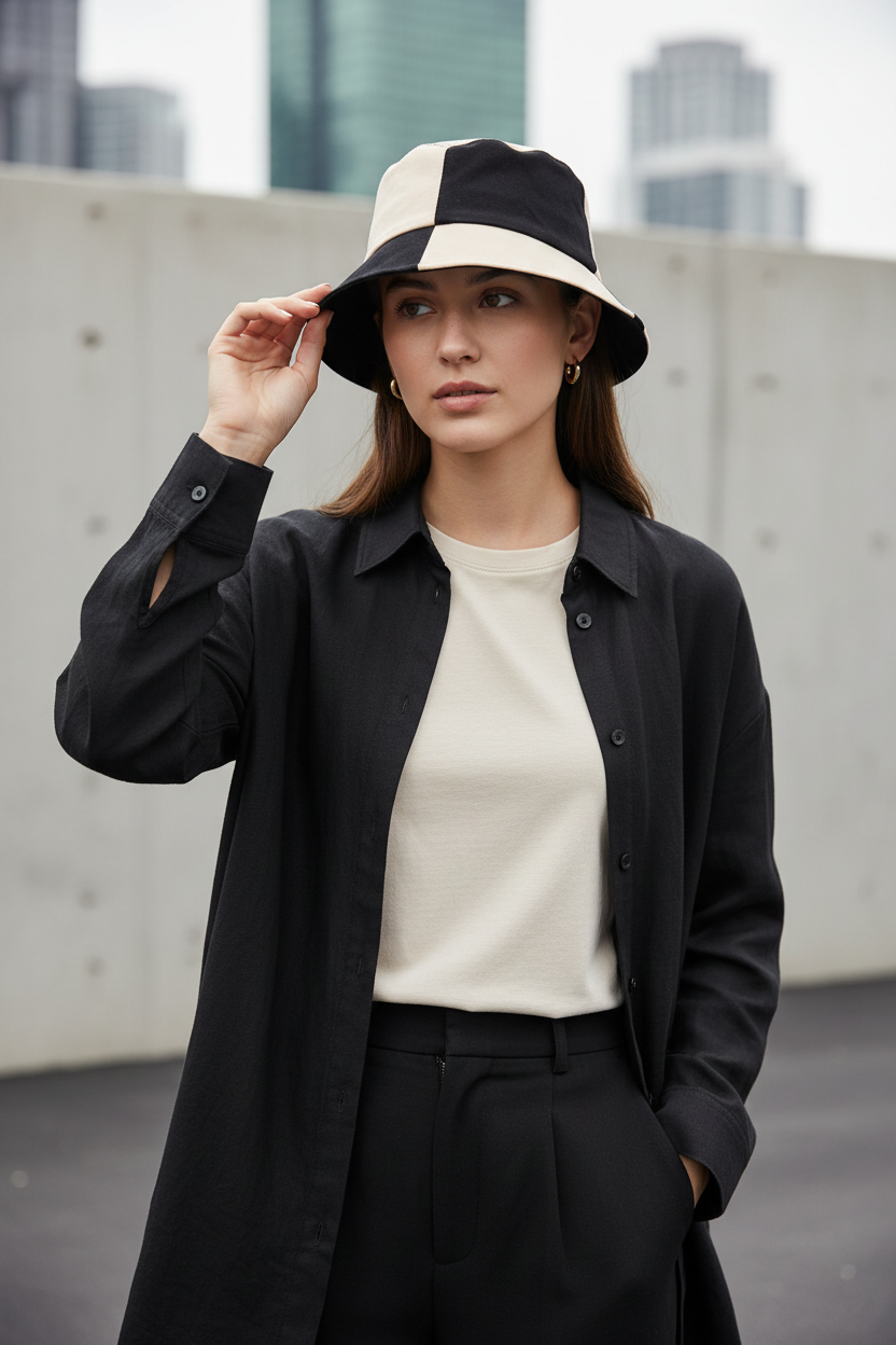 Montgomery Two-Tone Cotton Bucket Hat, One Size