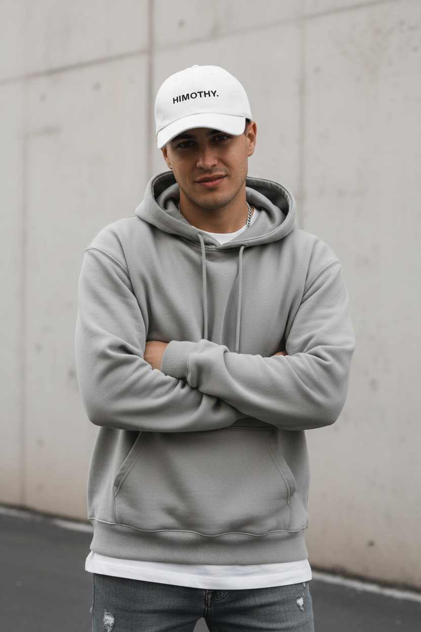 Collin White Cotton Baseball Cap with UV Protection