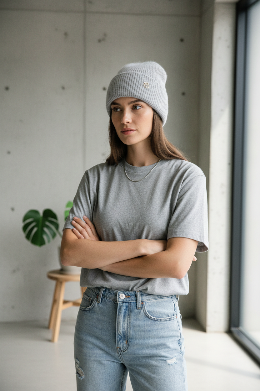 M Fleece-Lined Knit Stocking Cap | Warm Stretch Beanie