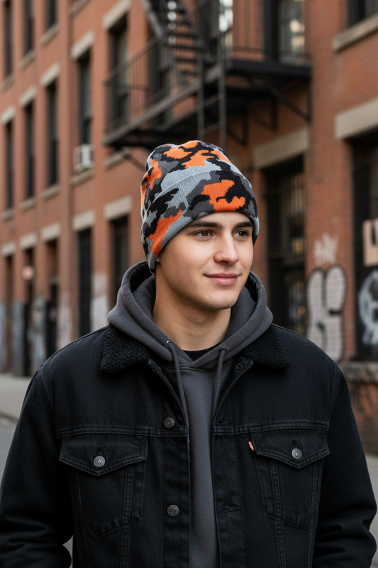 Dober Camouflage Jacquard Acrylic Beanie for Men