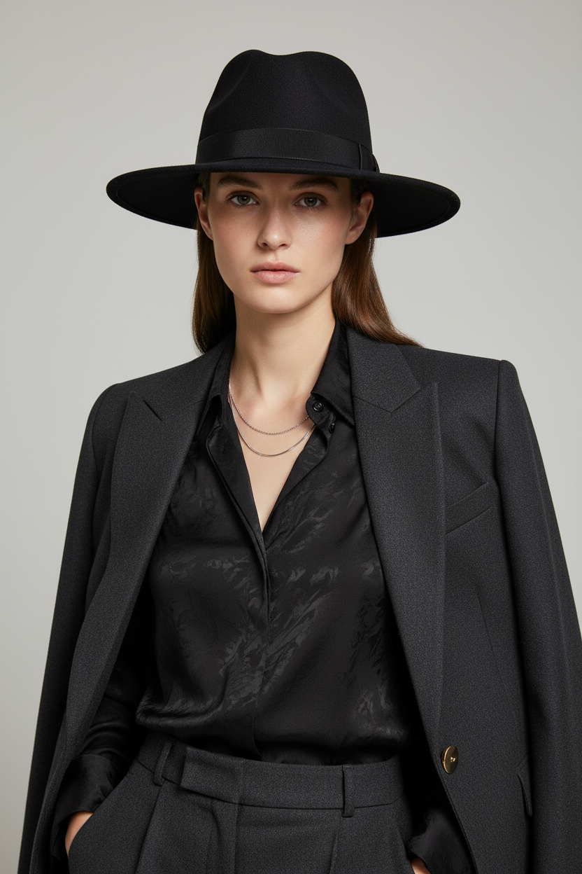 Celina Fedora Hat with Band, High Crown Adjustable