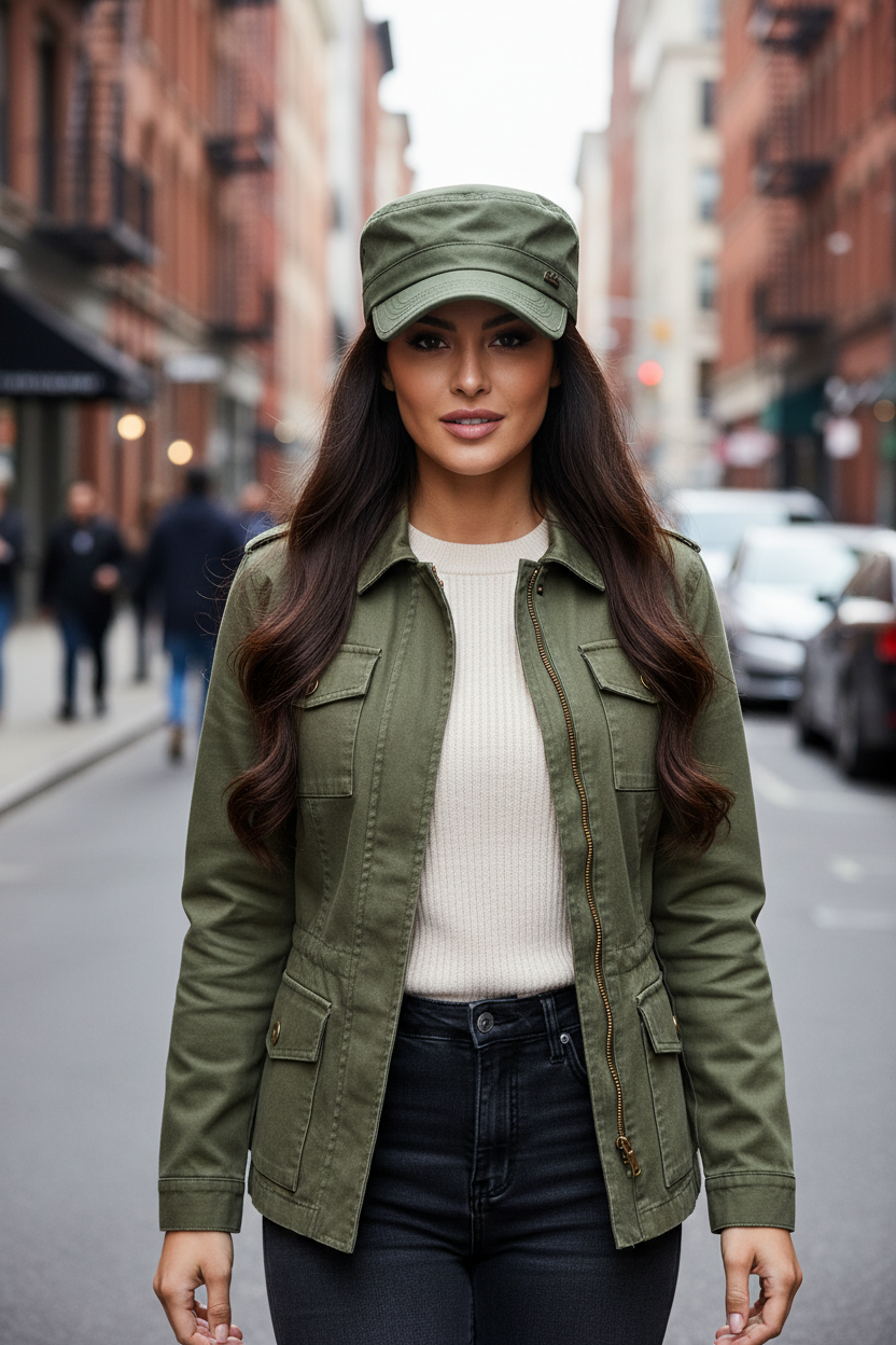 Green cap with a brand logo on a white background