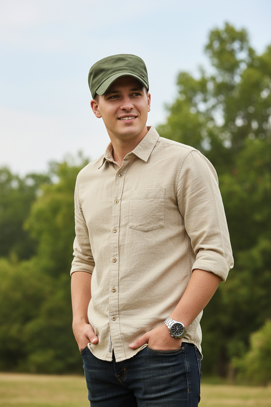 Wheeler Flat Top Cotton Sun Hat – Adjustable, Unisex