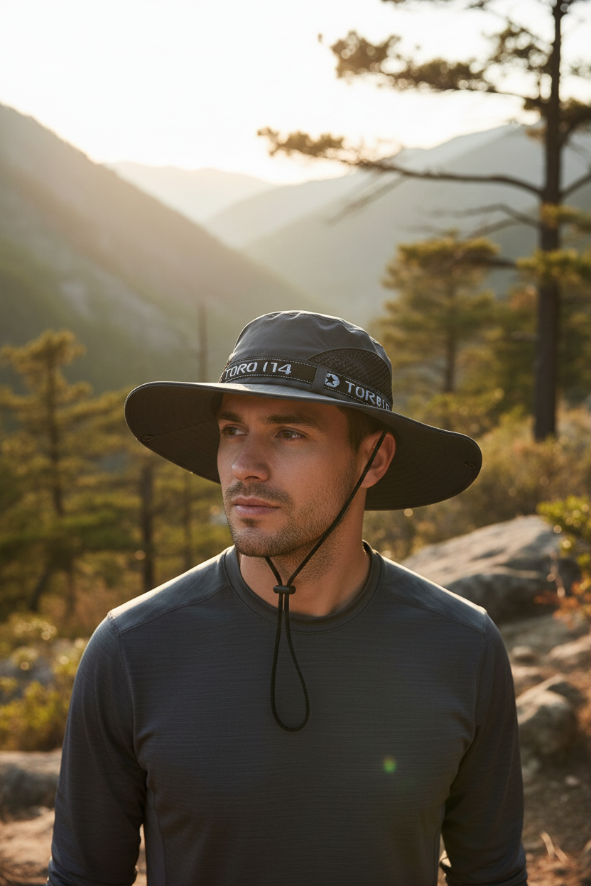 Kelci Men's Outdoor Polyester Wide Brim Sun Hat