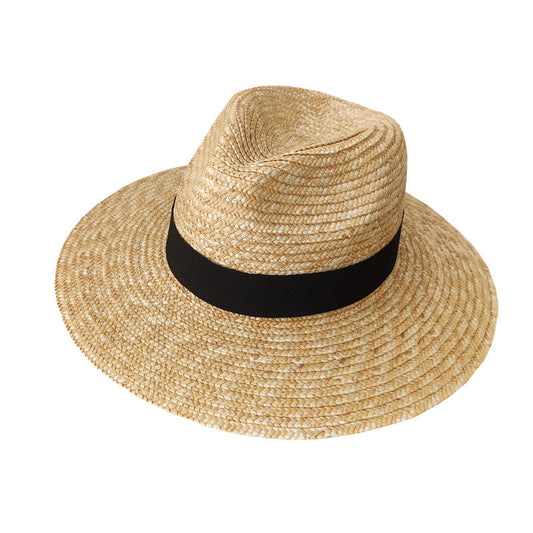 TheCapSpot - Tan with solid Ribbon Straw Hat