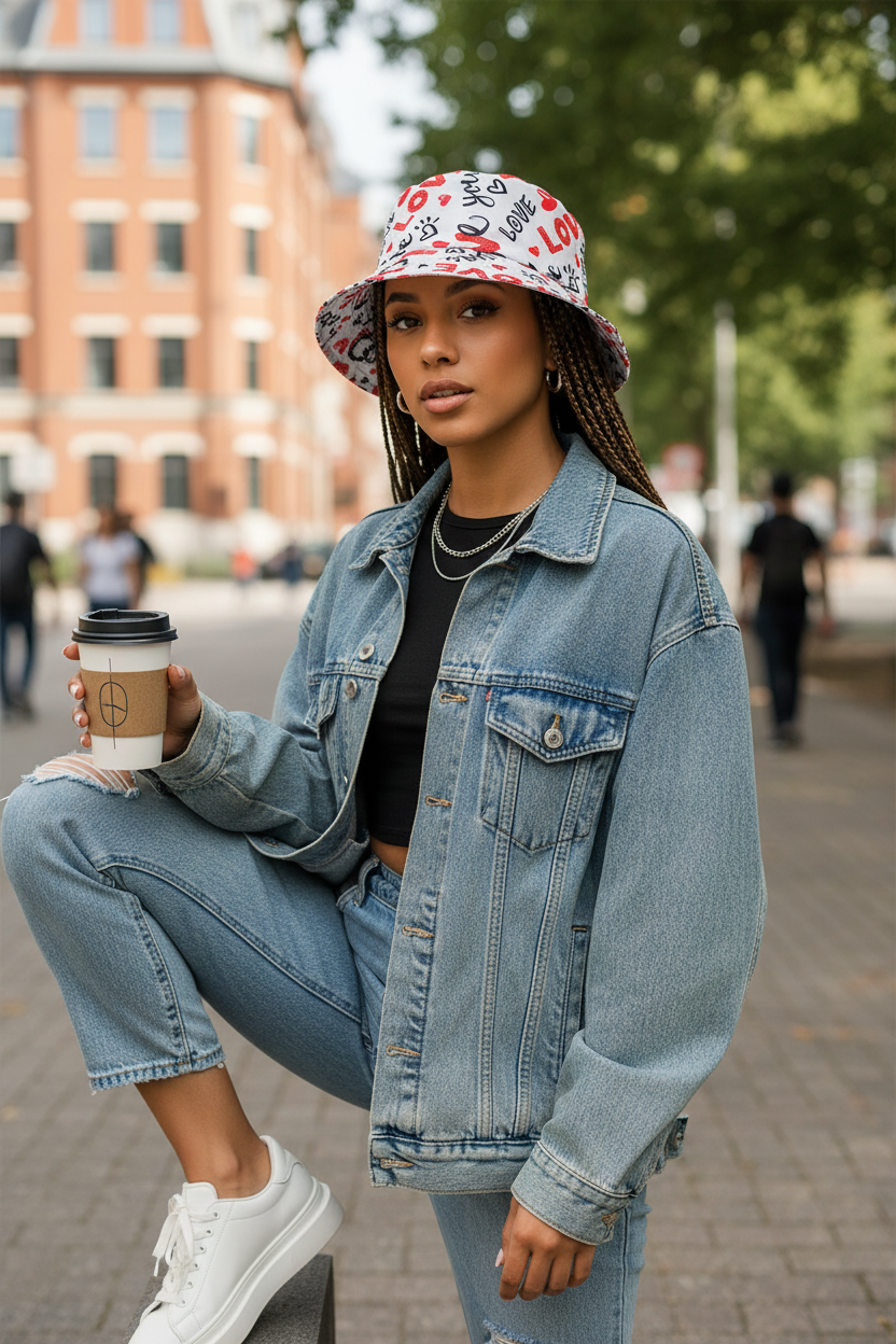 Love Bucket Hat – Retro Polyester Sun Hat