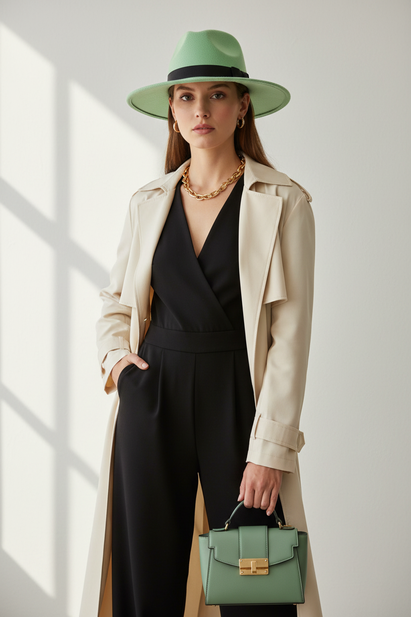 Celina Fedora Hat with Band, High Crown Adjustable