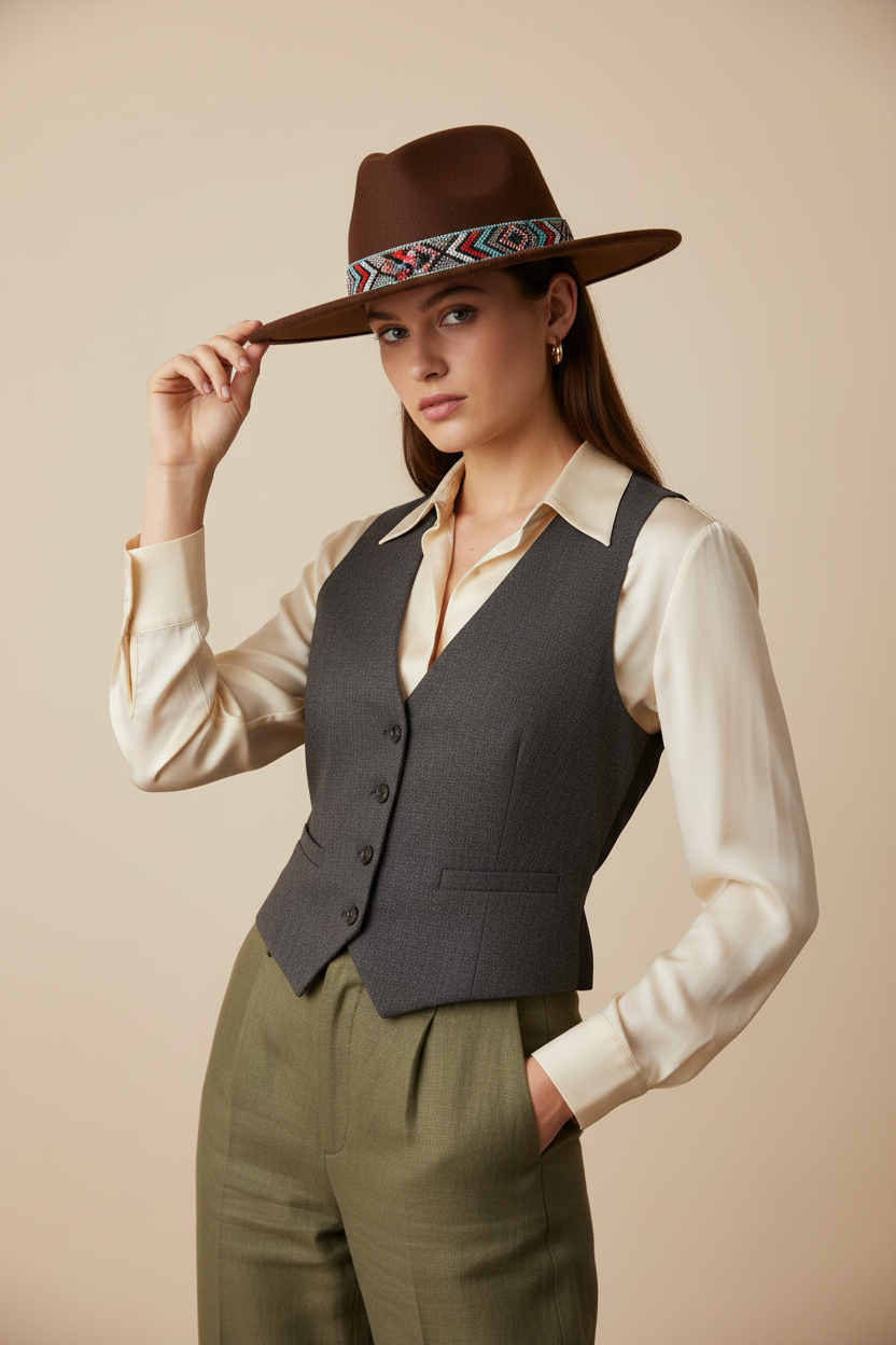 Callie Unisex Cotton-Wool Fedora Hat with Band