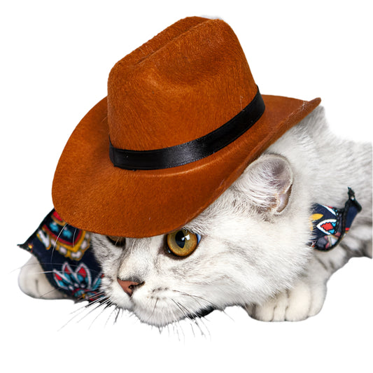 TheCapSpot - Pet Cat Western Straw Cowboy Hat