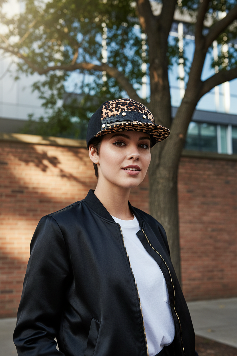 Franklin Leopard Print Baseball Cap, Adjustable Unisex