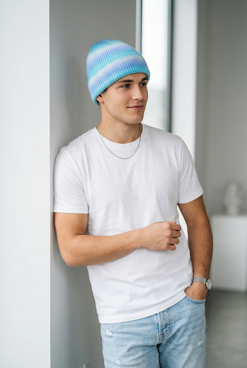 Carrey Multicolor Gradient Acrylic Beanie – One Size