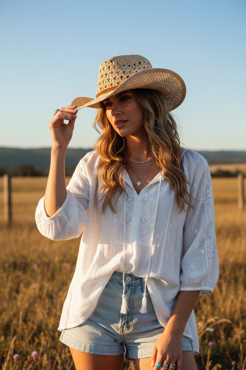 Gibson Conical Straw Cowboy Hat with UV Protection