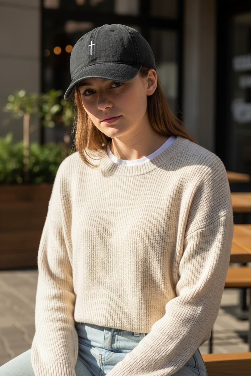 TheCapSpot - Cross Embroidered Peaked Cap