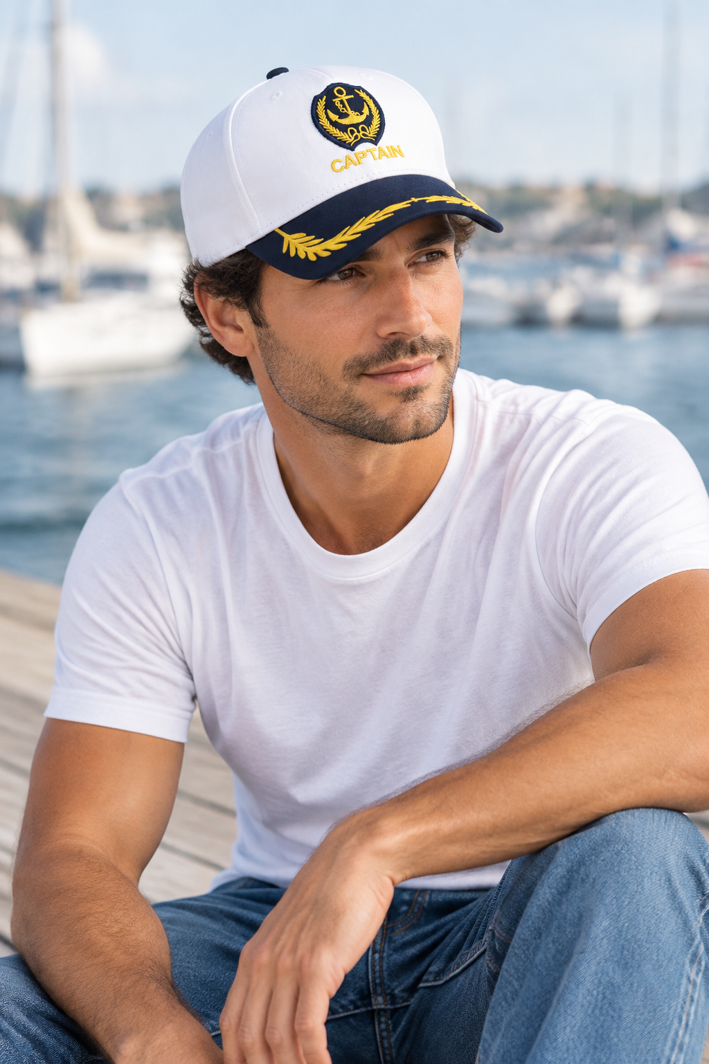 Vintage Captain Navy Cotton Baseball Cap