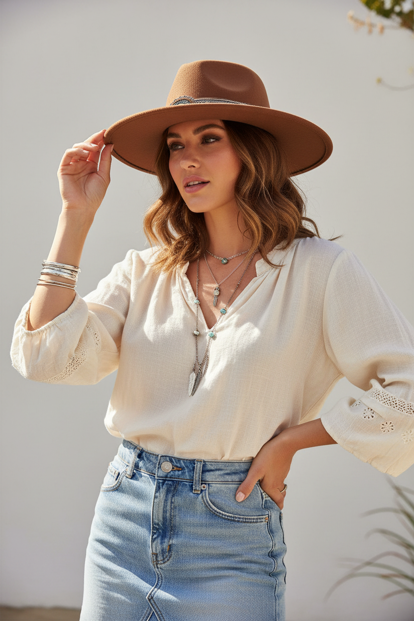 Dayton Woven Wool Cotton Fedora Hat with Band