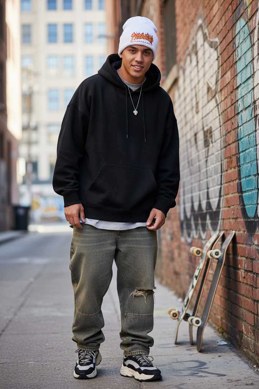 Thrasher Embroidery Knitted Wool Hat – Adjustable Dome Style
