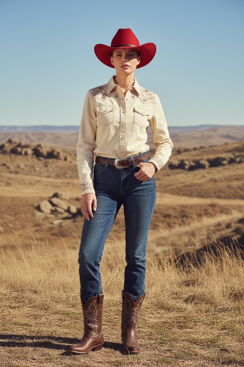 Vosberg Wool Felt Cowboy Hat, Big Brim, Unisex
