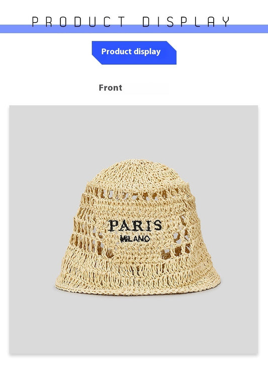 TheCapSpot - Embroidered Straw Bucket Hat