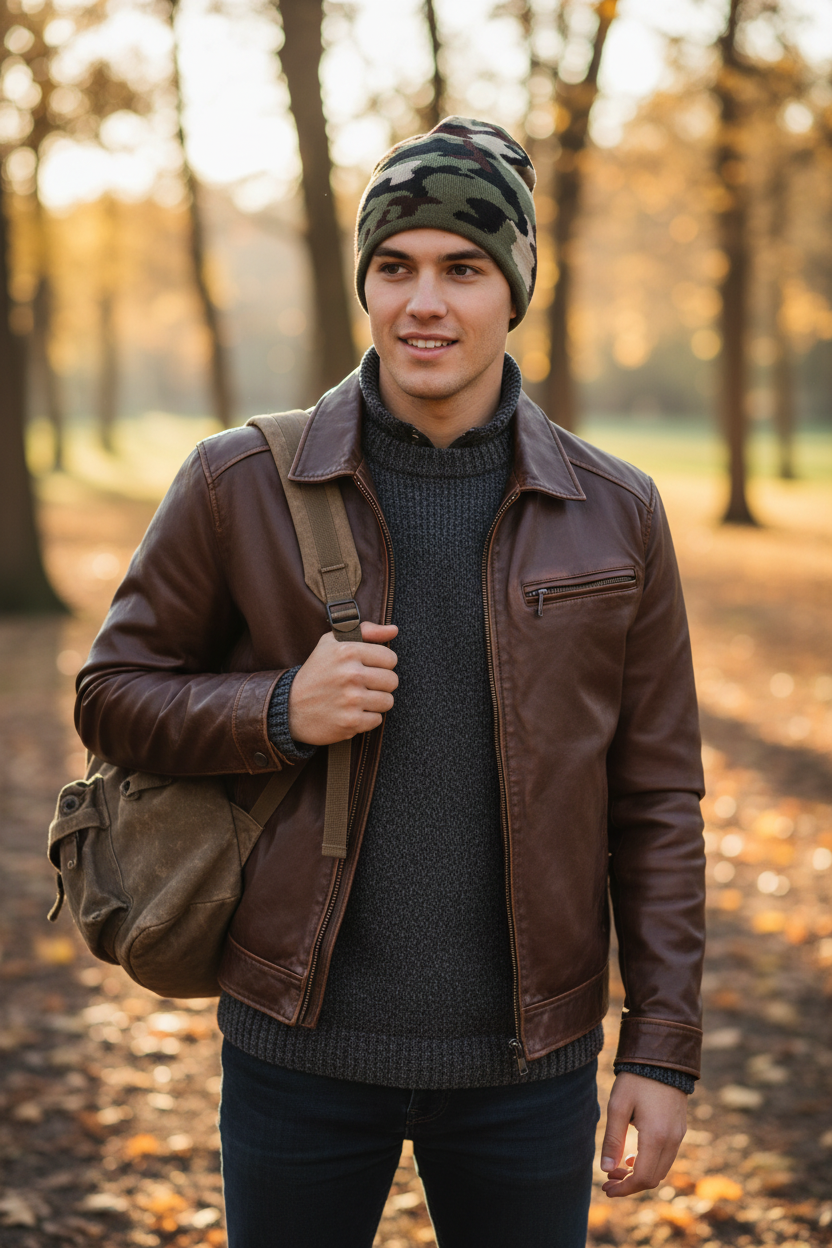 Dober Camouflage Jacquard Acrylic Beanie for Men