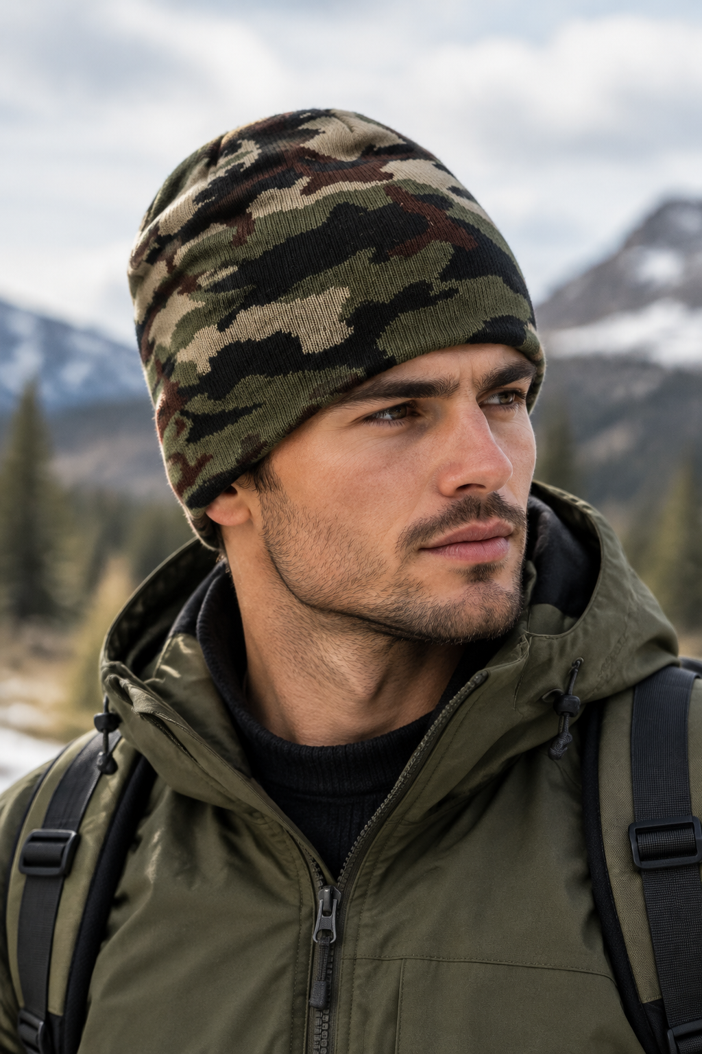 Dober Camouflage Jacquard Acrylic Beanie for Men